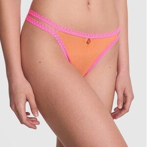 🩷Orange and Pink Lace Trim Thong